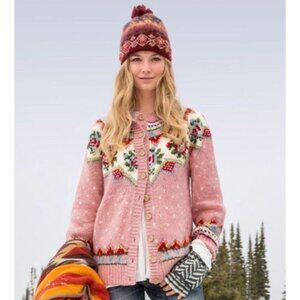 Sundance sweater Women’s medium M pink cottage wool fairaisle winter bohemian.